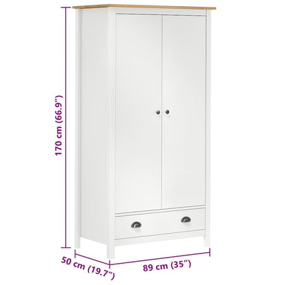 288950 vidaXL 2-Door Wardrobe ""Hill"" White 89x50x170 cm Solid Pine Wood