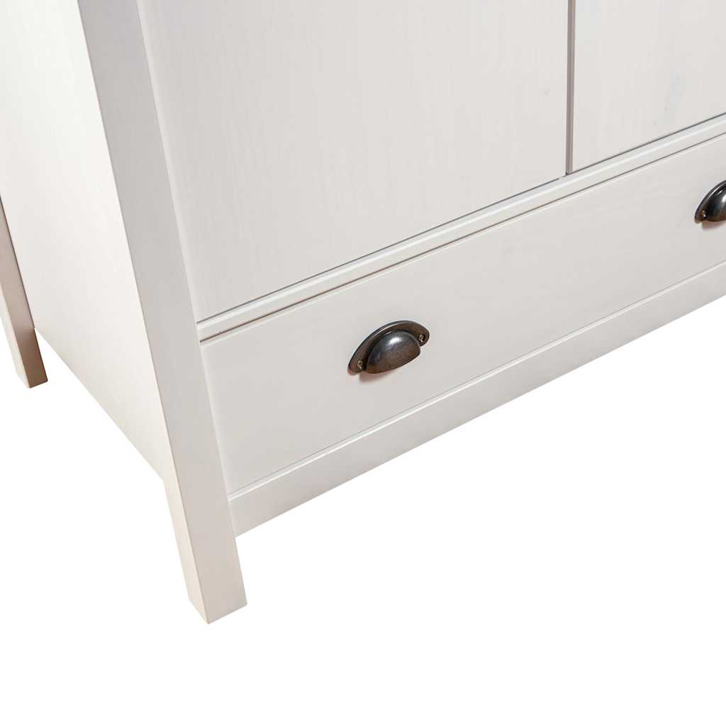 288954 vidaXL 3-Door Wardrobe ""Hill"" White 127x50x170 cm Solid Pine Wood