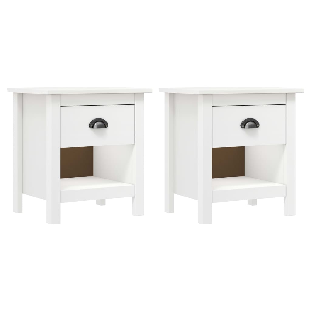 vidaXL Bedside Cabinets 2 pcs Hill 46x35x49.5 cm Solid Pine Wood - White