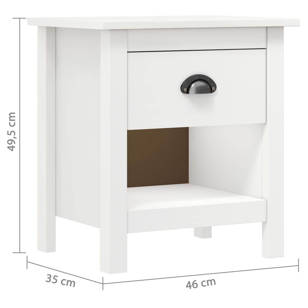 vidaXL Bedside Cabinets 2 pcs Hill 46x35x49.5 cm Solid Pine Wood - White