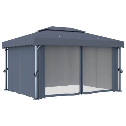 vidaXL Gazebo with Curtain 4x3 m Anthracite Aluminium