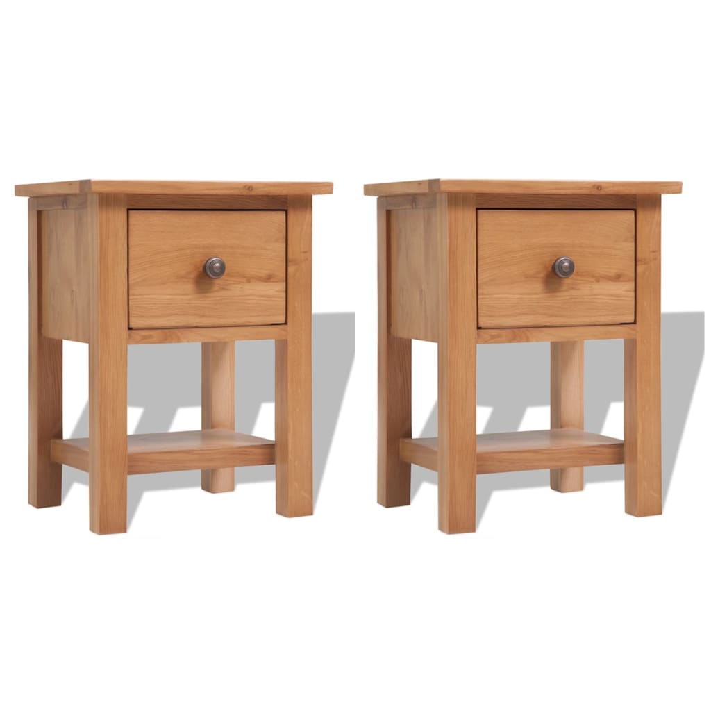 vidaXL Nightstands 2 pcs 36x30x47 cm Solid Oak Wood - Brown