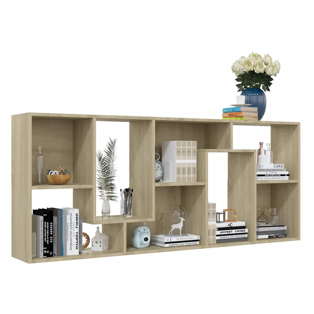 vidaXL Book Cabinet Sonoma Oak 67x24x161 cm Engineered Wood - Brown