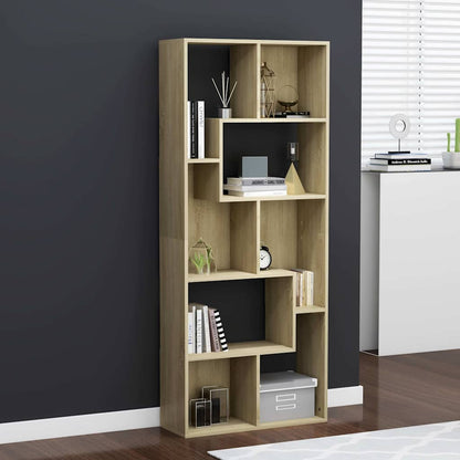 vidaXL Book Cabinet Sonoma Oak 67x24x161 cm Engineered Wood - Brown