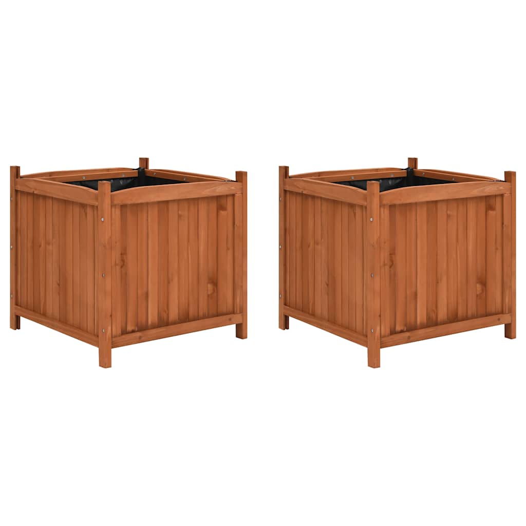 vidaXL Raised Beds 2 pcs 50x50x50 cm Firwood - Brown