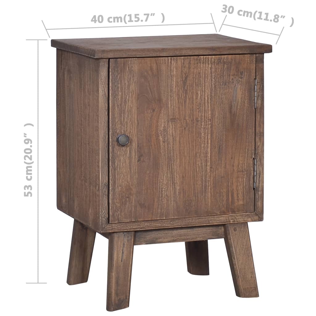 vidaXL Bedside Cabinet 40x30x53 cm Solid Teak Wood - Brown
