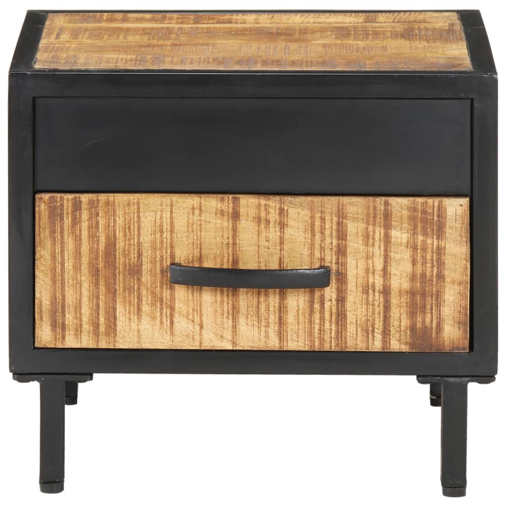 vidaXL Bedside Cabinet 40x40x35 cm Rough Mango Wood - Brown