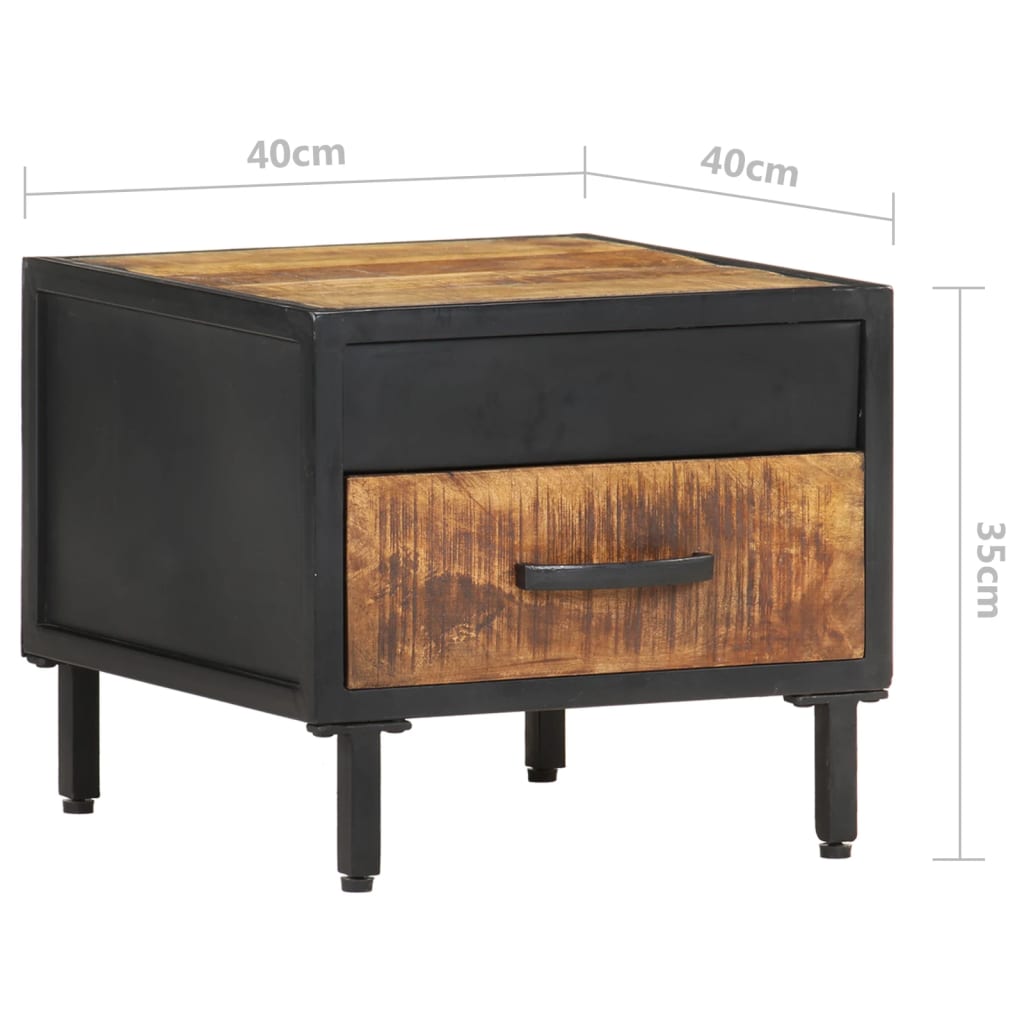 vidaXL Bedside Cabinet 40x40x35 cm Rough Mango Wood - Brown