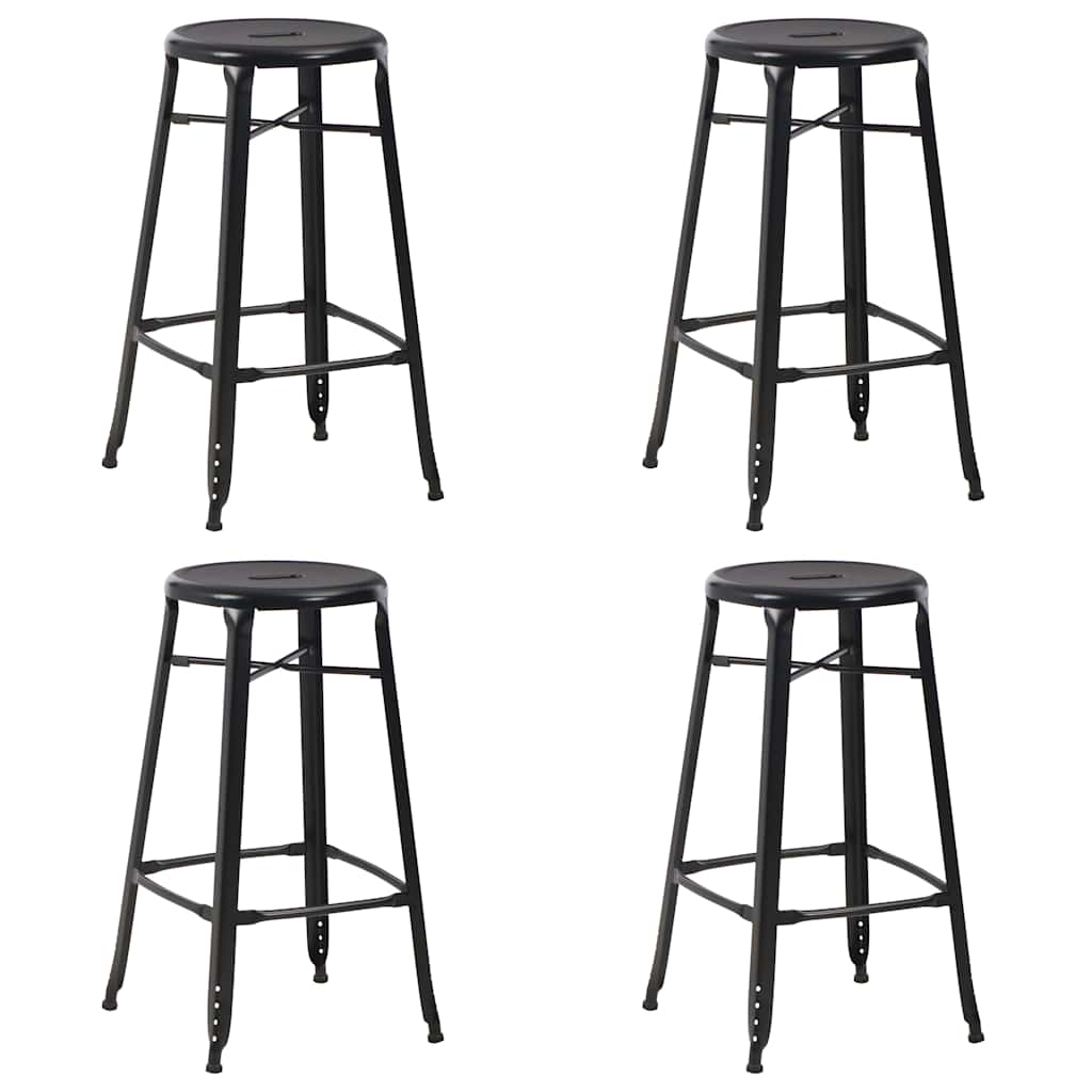 vidaXL Bar Stools 4 pcs Black Steel - 42 x 42 x 71 cm