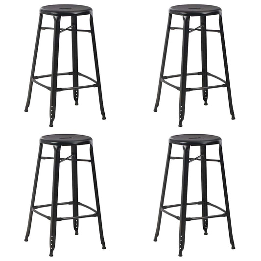 vidaXL Bar Stools 4 pcs Black Steel - 42 x 42 x 71 cm