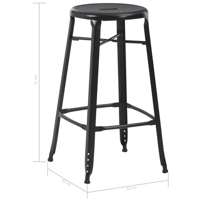 vidaXL Bar Stools 4 pcs Black Steel - 42 x 42 x 71 cm
