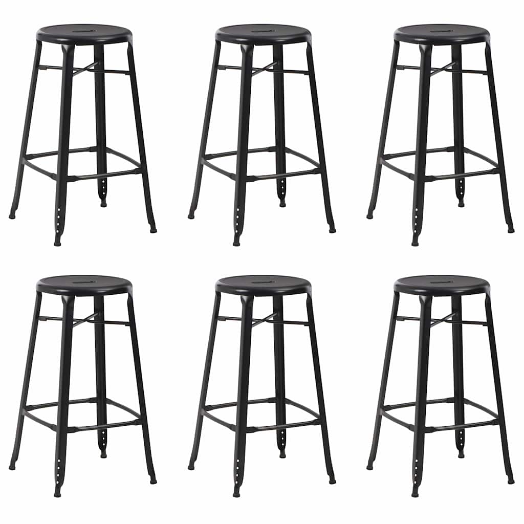 vidaXL Bar Stools 6 pcs Black Steel - 42 x 42 x 71 cm