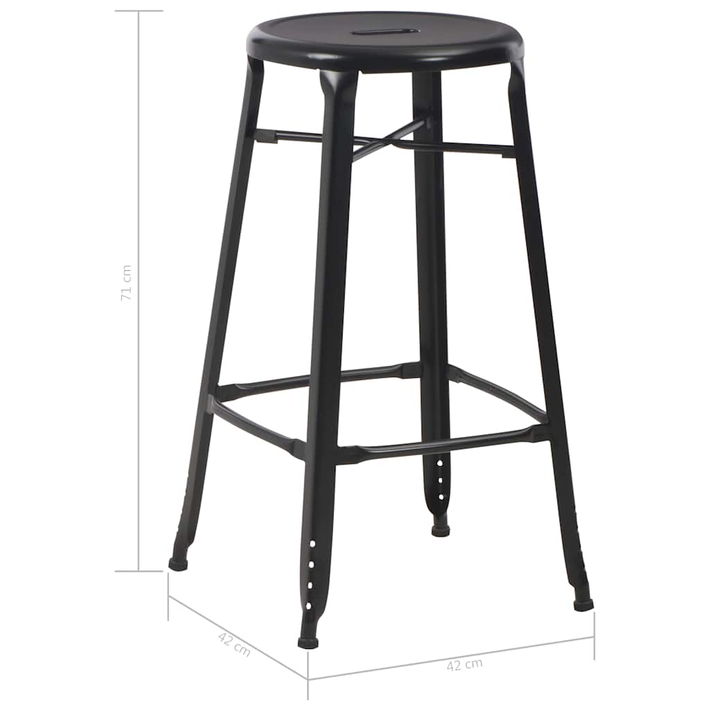 vidaXL Bar Stools 6 pcs Black Steel - 42 x 42 x 71 cm