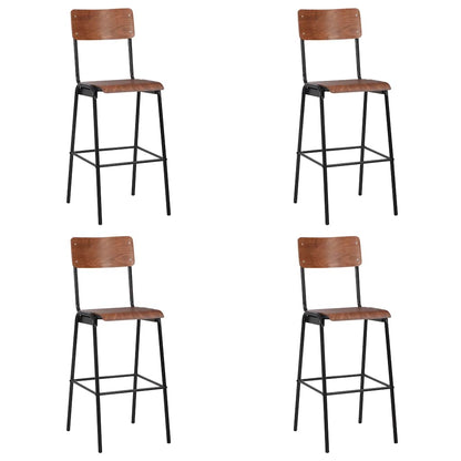 vidaXL Bar Stools 4 pcs Solid Plywood Steel - Black - 41.5 x 59 x 116.5 cm