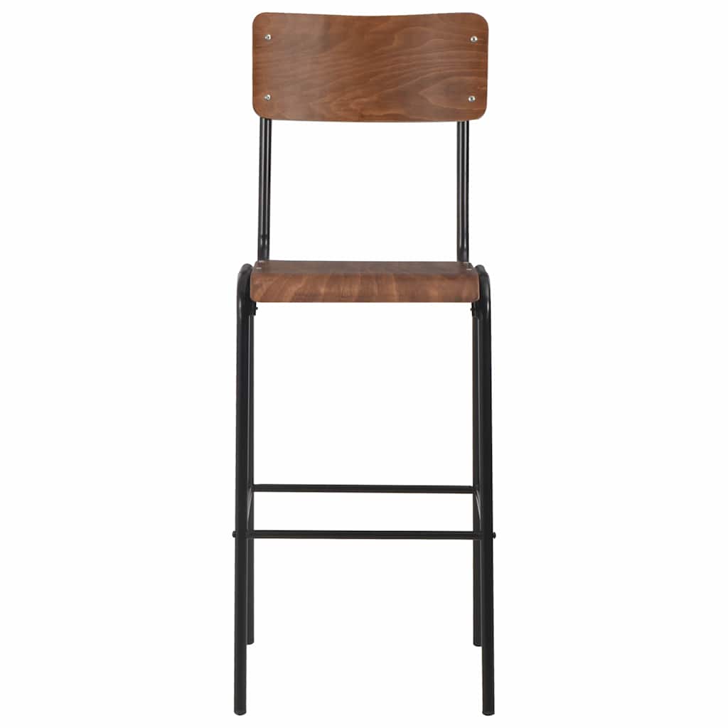vidaXL Bar Stools 4 pcs Solid Plywood Steel - Black - 41.5 x 59 x 116.5 cm
