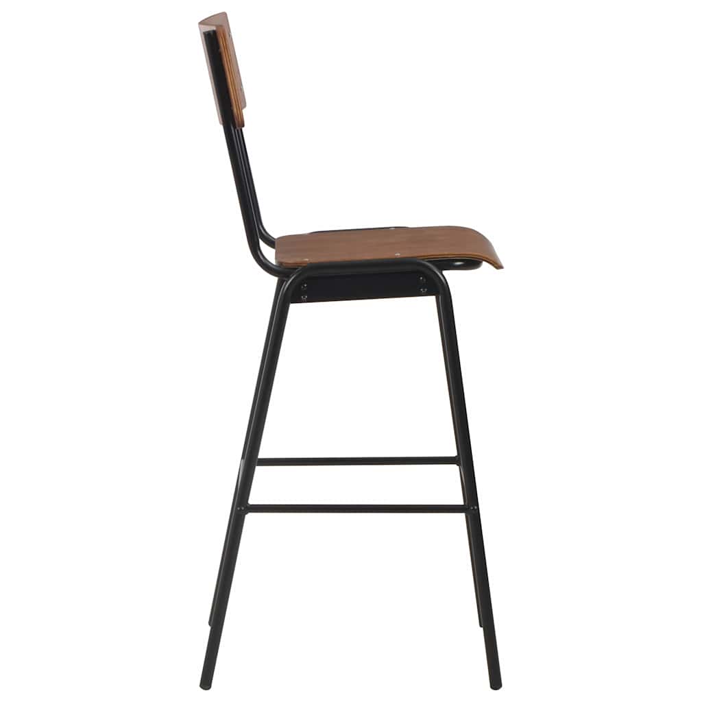 vidaXL Bar Stools 4 pcs Solid Plywood Steel - Black - 41.5 x 59 x 116.5 cm