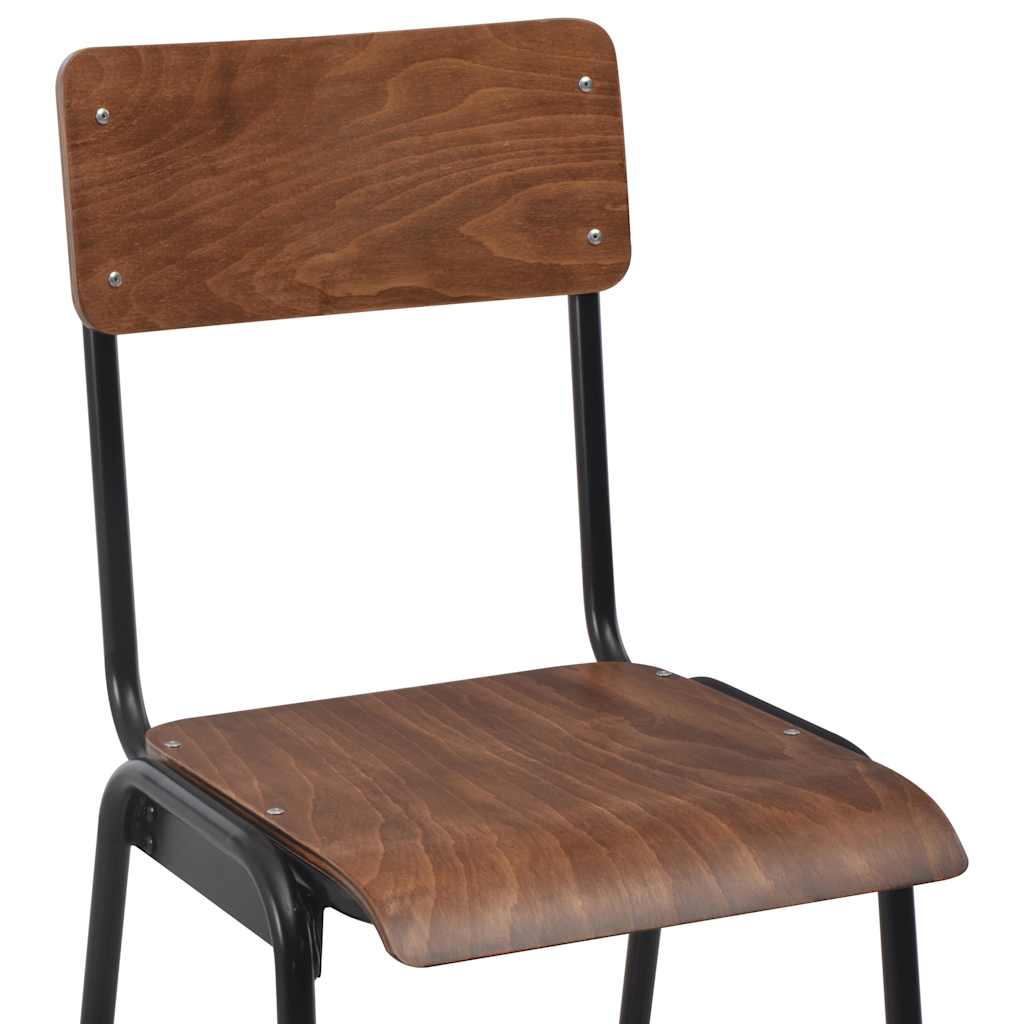 vidaXL Bar Stools 4 pcs Solid Plywood Steel - Black - 41.5 x 59 x 116.5 cm