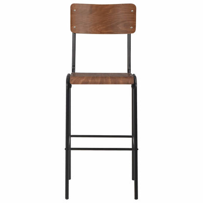 vidaXL Bar Stools 6 pcs Solid Plywood Steel - Black - 41.5 x 59 x 116.5 cm