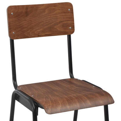 vidaXL Bar Stools 6 pcs Solid Plywood Steel - Black - 41.5 x 59 x 116.5 cm
