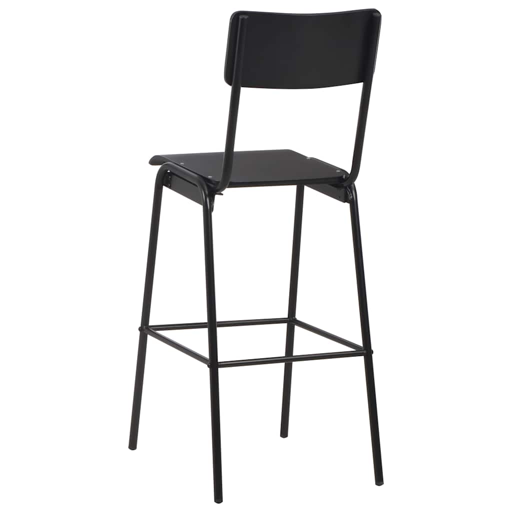 vidaXL Bar Stools 4 pcs Black Solid Plywood Steel - 41.5 x 59 x 116.5 cm