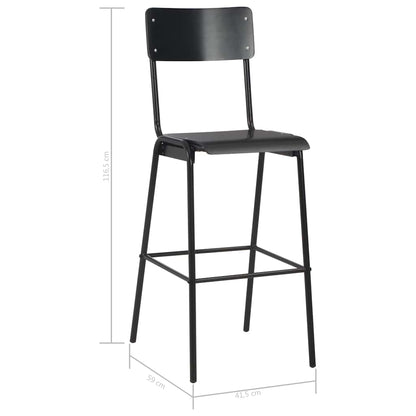 vidaXL Bar Stools 4 pcs Black Solid Plywood Steel - 41.5 x 59 x 116.5 cm