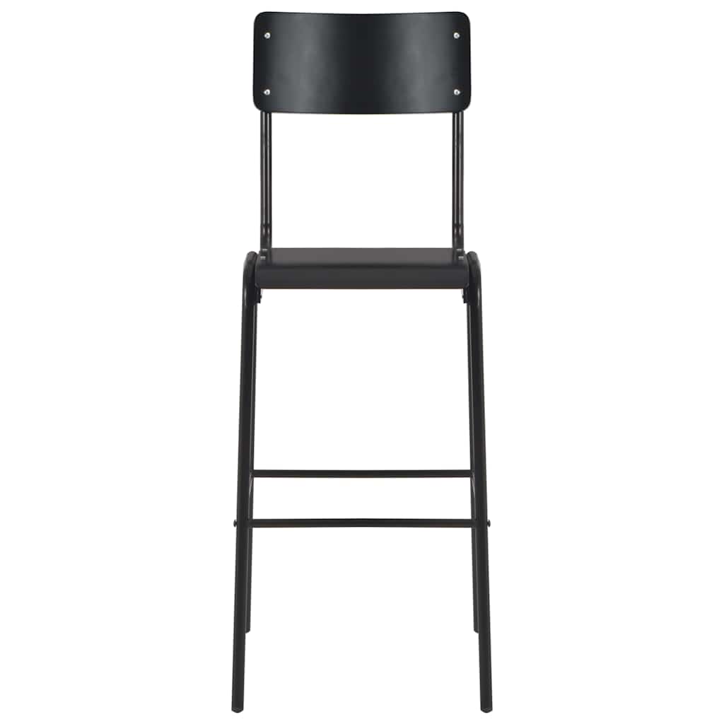 vidaXL Bar Stools 6 pcs Black Solid Plywood Steel - 41.5 x 59 x 116.5 cm