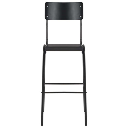 vidaXL Bar Stools 6 pcs Black Solid Plywood Steel - 41.5 x 59 x 116.5 cm