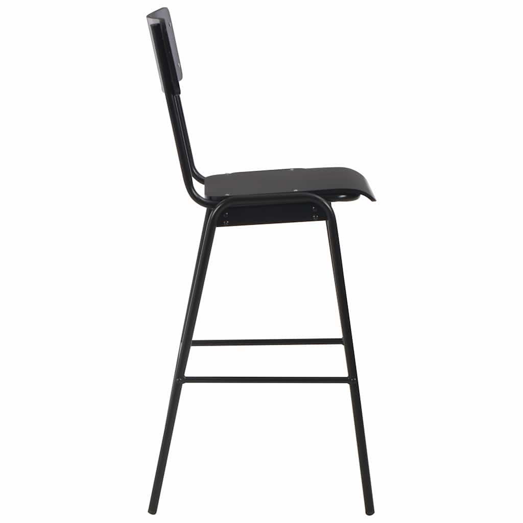 vidaXL Bar Stools 6 pcs Black Solid Plywood Steel - 41.5 x 59 x 116.5 cm