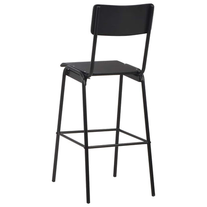 vidaXL Bar Stools 6 pcs Black Solid Plywood Steel - 41.5 x 59 x 116.5 cm