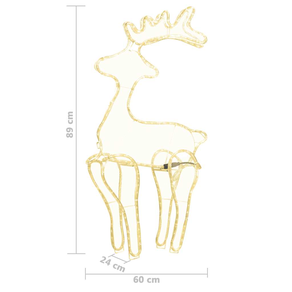 vidaXL Reindeer Christmas Decoration with Mesh 306 LEDs 60x24x89cm - warm white