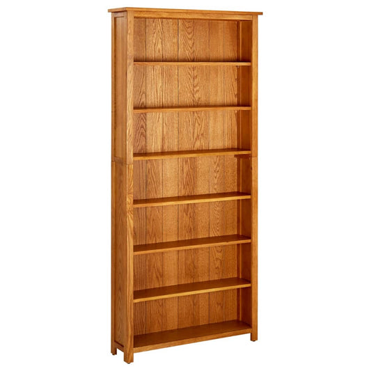 vidaXL 7-Tier Bookcase 90x22.5x200 cm Solid Oak Wood - Brown