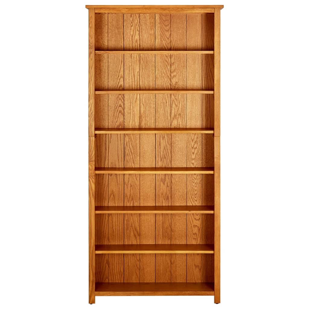 vidaXL 7-Tier Bookcase 90x22.5x200 cm Solid Oak Wood - Brown