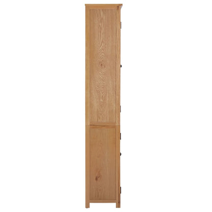 vidaXL Bookcase with 4 Doors 90x35x200 cm Solid Oak Wood and Glass - Brown
