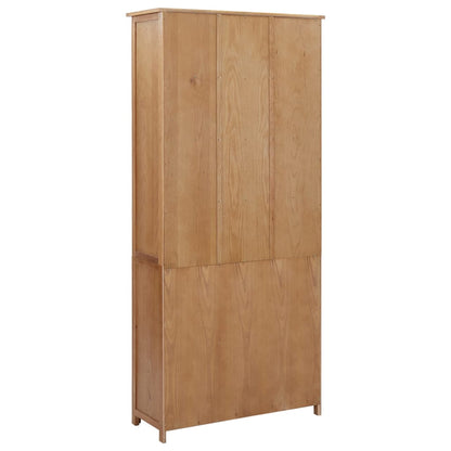 vidaXL Bookcase with 4 Doors 90x35x200 cm Solid Oak Wood and Glass - Brown