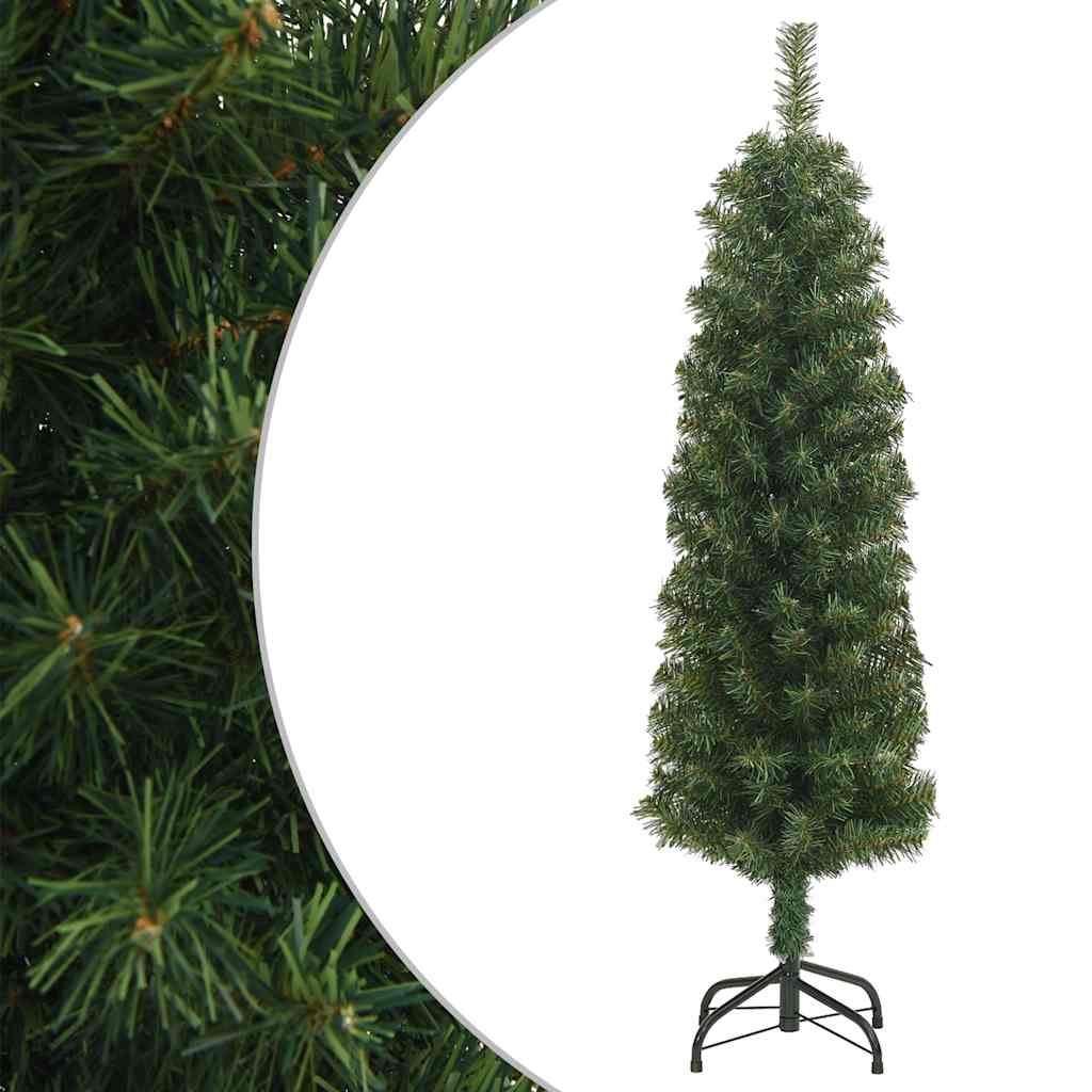 vidaXL Artificial Christmas Tree | Green | PVC | Slim | Collapsible - 150 cm