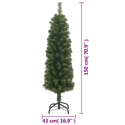 vidaXL Artificial Christmas Tree | Green | PVC | Slim | Collapsible - 150 cm