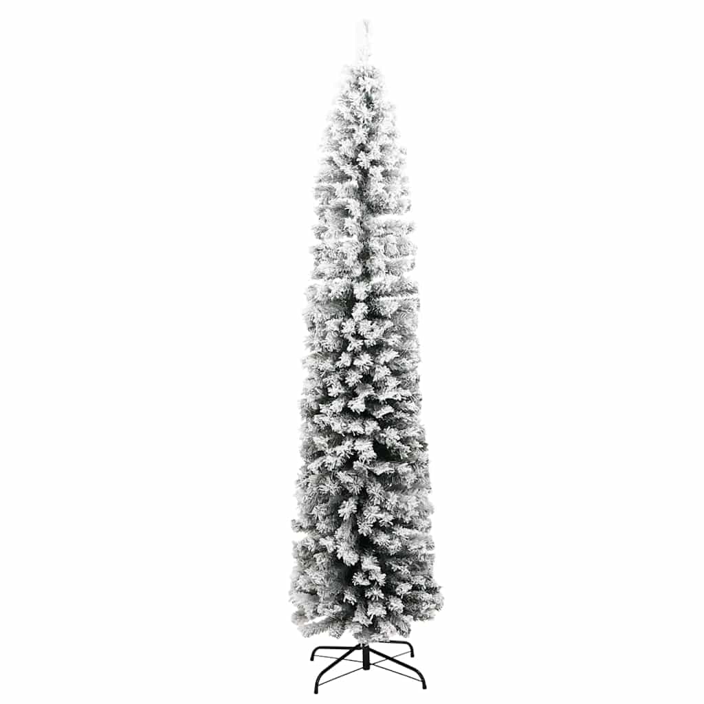vidaXL Slim Artificial Christmas Tree with Flocked Snow Green 240 cm - Gre - 61 x 61 x 240 cm