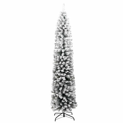 vidaXL Slim Artificial Christmas Tree with Flocked Snow Green 240 cm - Gre - 61 x 61 x 240 cm