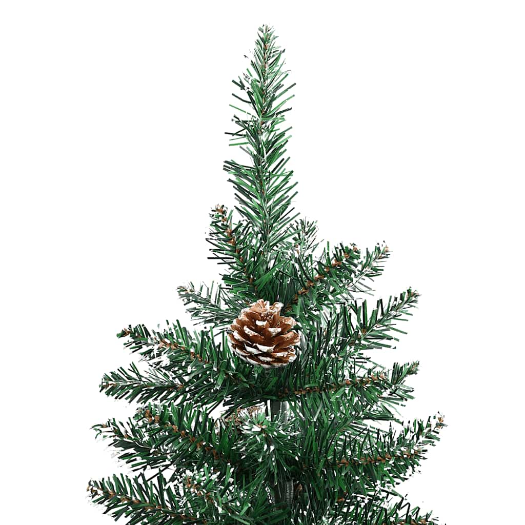 vidaXL Slim Christmas Tree with Real Wood and White Snow Green 150 cm - 150 x 66 cm