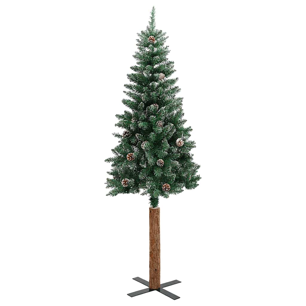 vidaXL Slim Christmas Tree with Real Wood and White Snow Green 180 cm - 180 x 72 cm