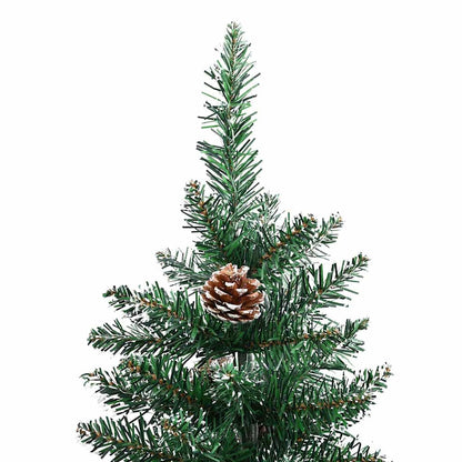vidaXL Slim Christmas Tree with Real Wood and White Snow Green 180 cm - 180 x 72 cm