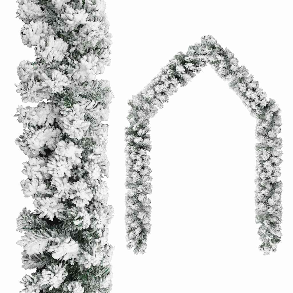 320967 vidaXL Christmas Garland with Flocked Snow Green 5 m PVC - Gre - 500 x 25 cm