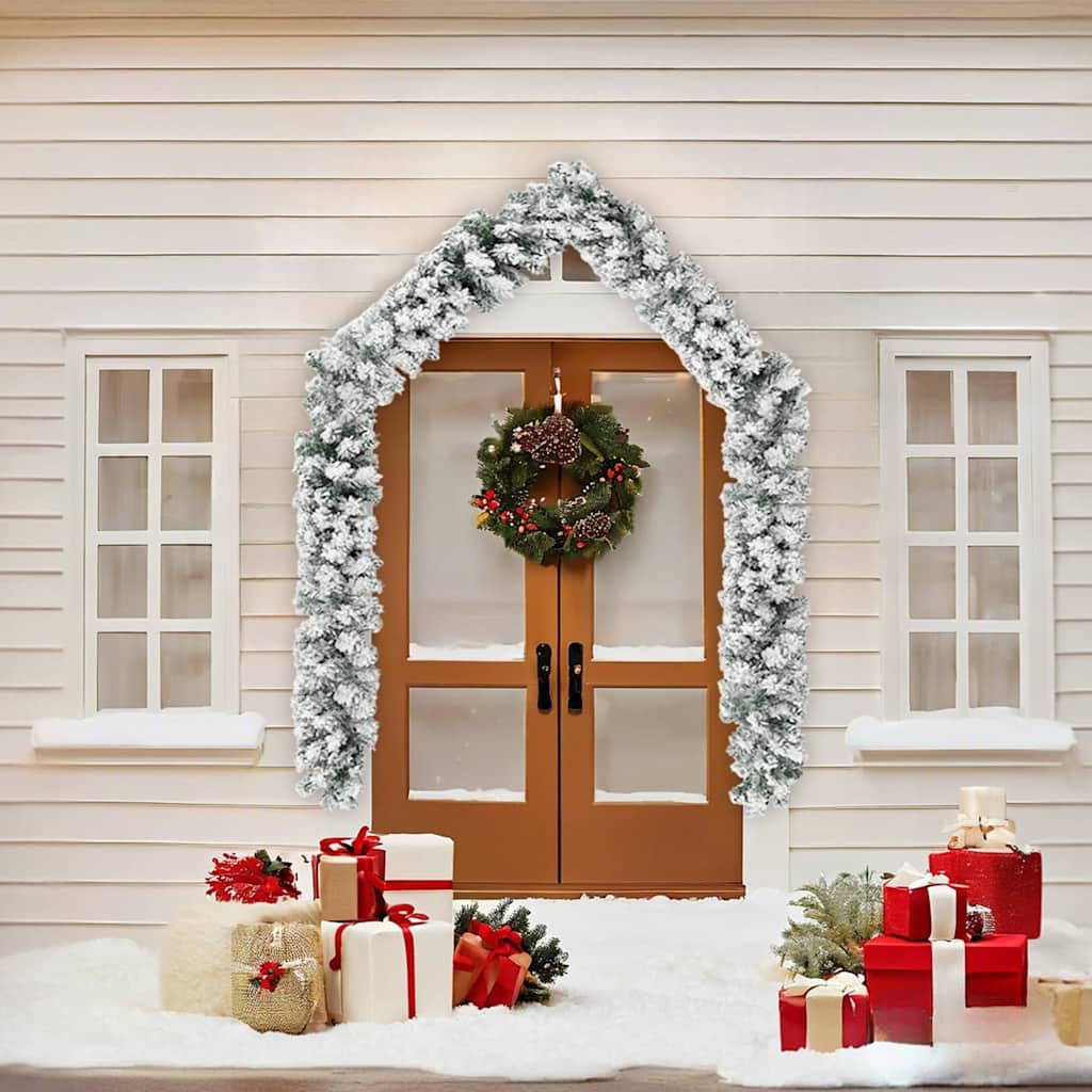 320967 vidaXL Christmas Garland with Flocked Snow Green 5 m PVC - Gre - 500 x 25 cm