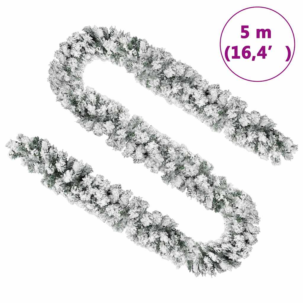 320967 vidaXL Christmas Garland with Flocked Snow Green 5 m PVC - Gre - 500 x 25 cm