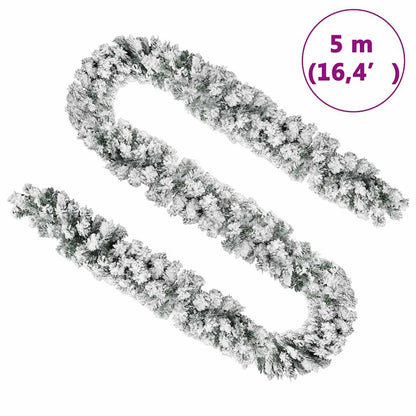 320967 vidaXL Christmas Garland with Flocked Snow Green 5 m PVC - Gre - 500 x 25 cm