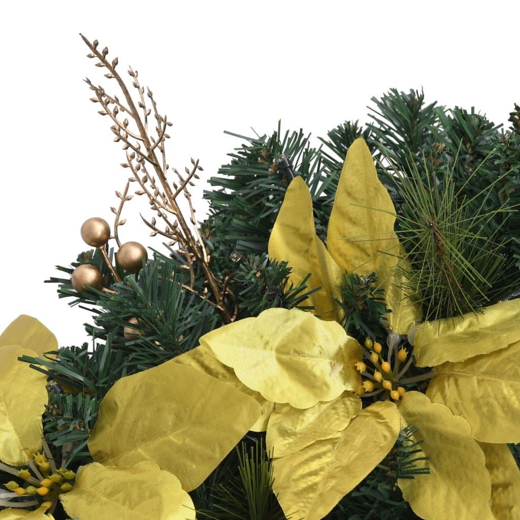 vidaXL Christmas Wreath with LED Lights Green 60 cm PVC - Green & gold