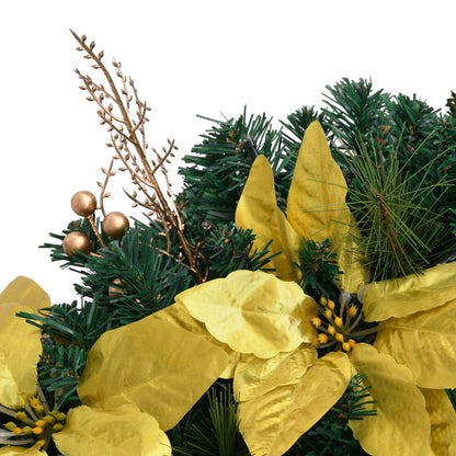 vidaXL Christmas Wreath with LED Lights Green 60 cm PVC - Green & gold