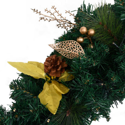 vidaXL Christmas Wreath with LED Lights Green 60 cm PVC - Green & gold