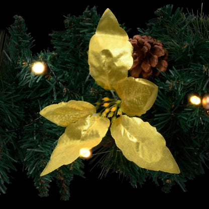vidaXL Christmas Wreath with LED Lights Green 60 cm PVC - Green & gold