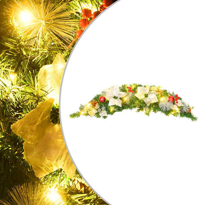 vidaXL Christmas Arch with LED Lights Green 90 cm PVC - green & white